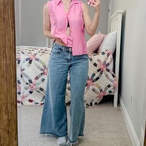 vintage allison taylor pink silk collared blouse medium